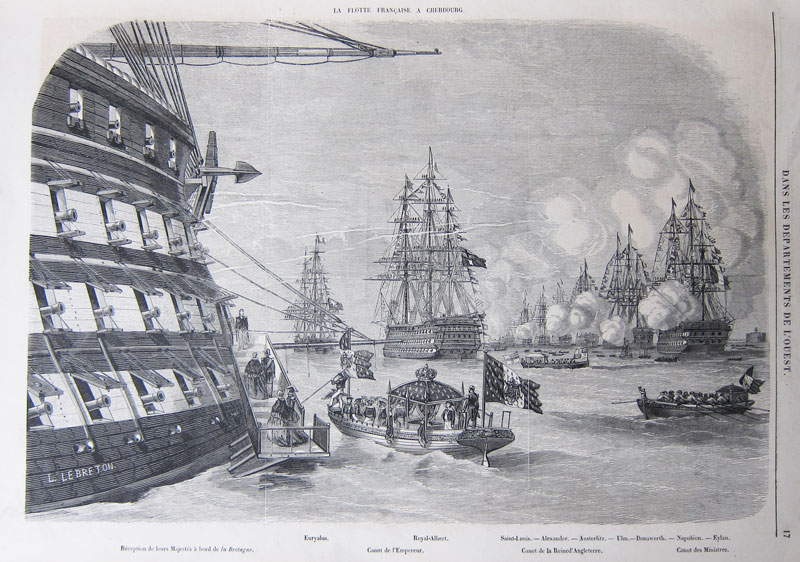 Voyage de leurs Majestés Impériales dans les départements de l'Ouest 1858, flotte à Cherbourg